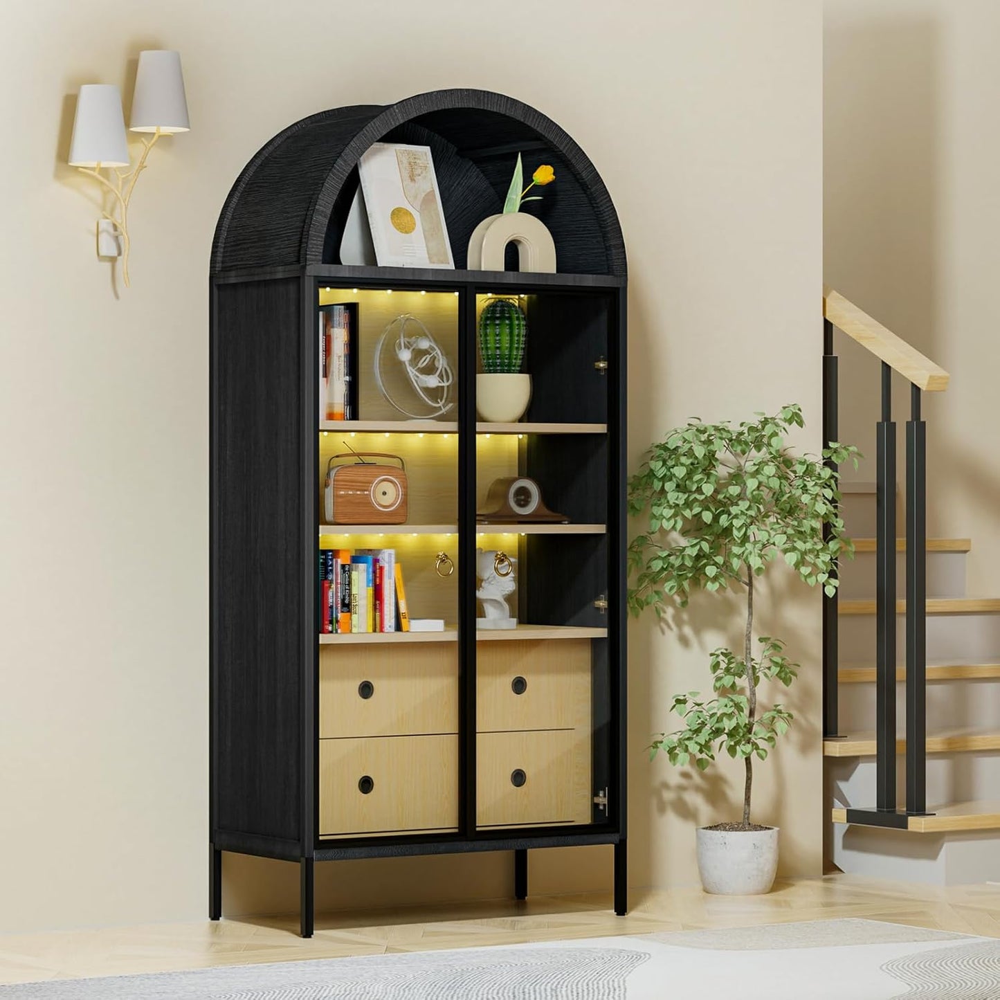 Lea Black Arched Storage Display Cabinet