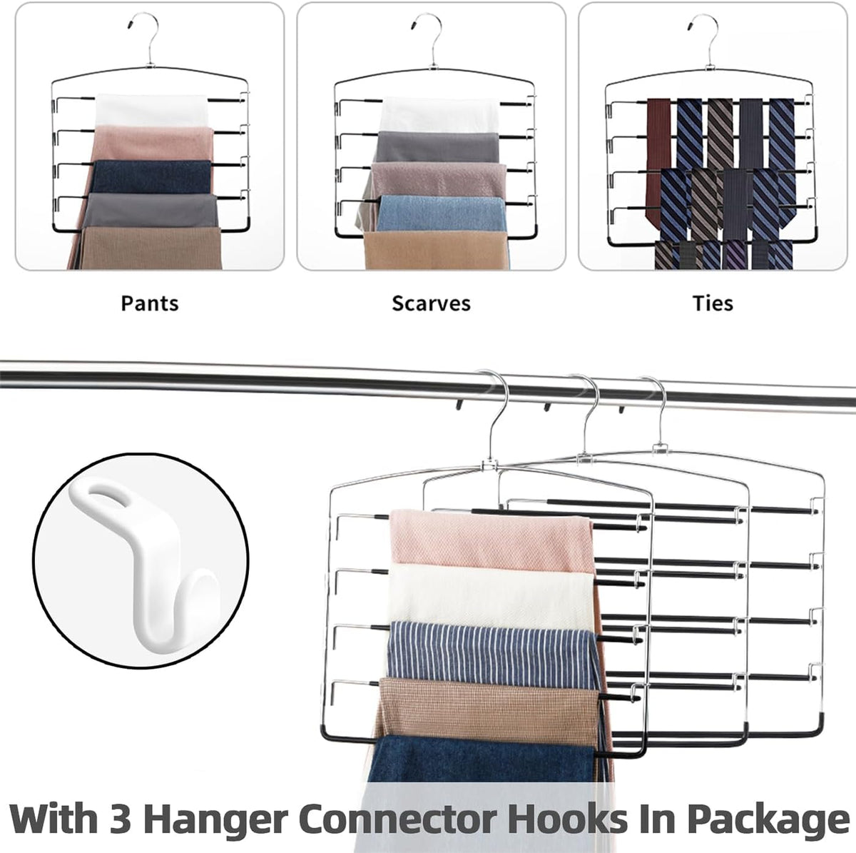 Iris Space-Saving Pants Hangers 3-Pack