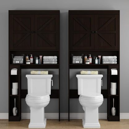 Hadley Farmhouse Over the Toilet Cabinet with Barn Doors