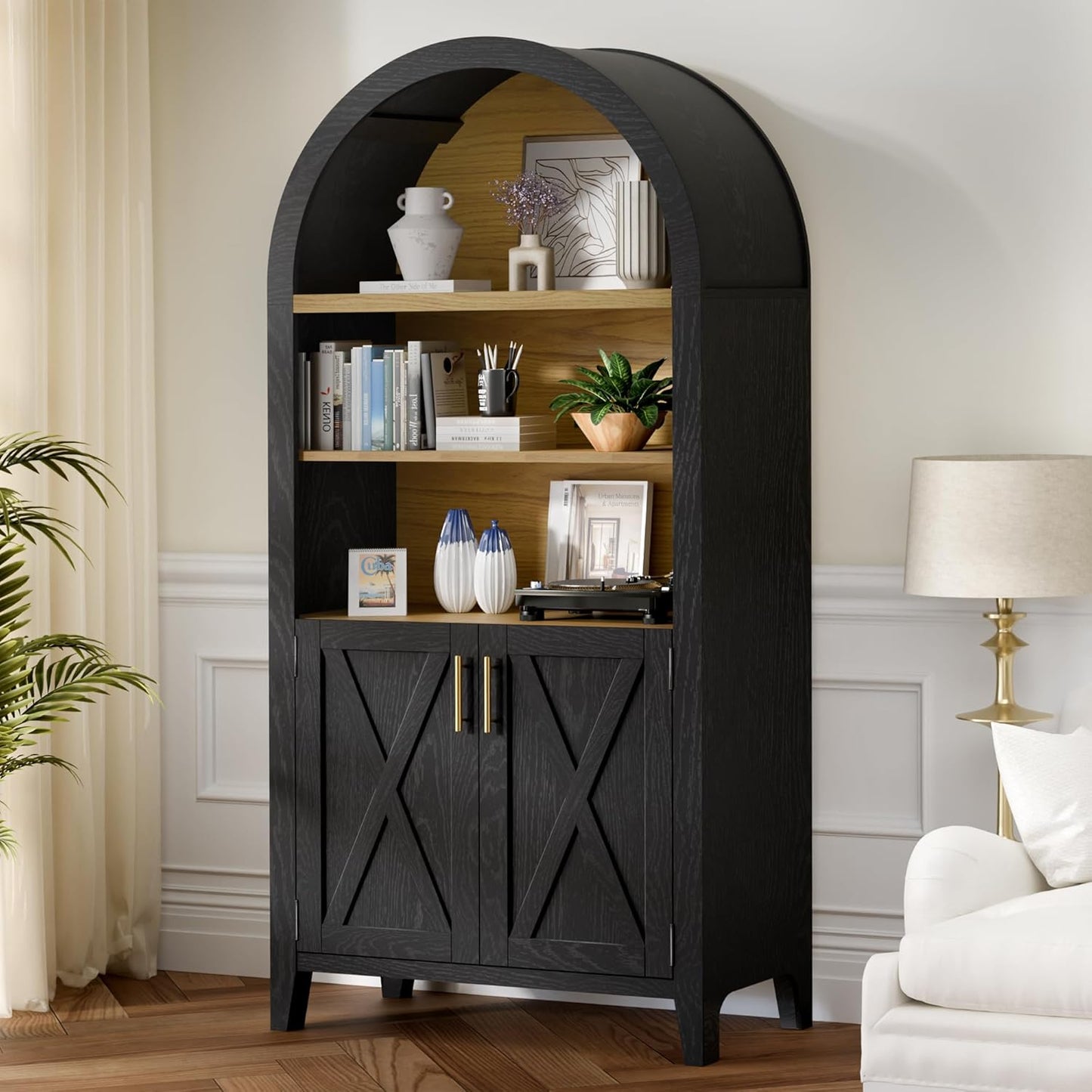 Mia Black Arched Storage Display Cabinet