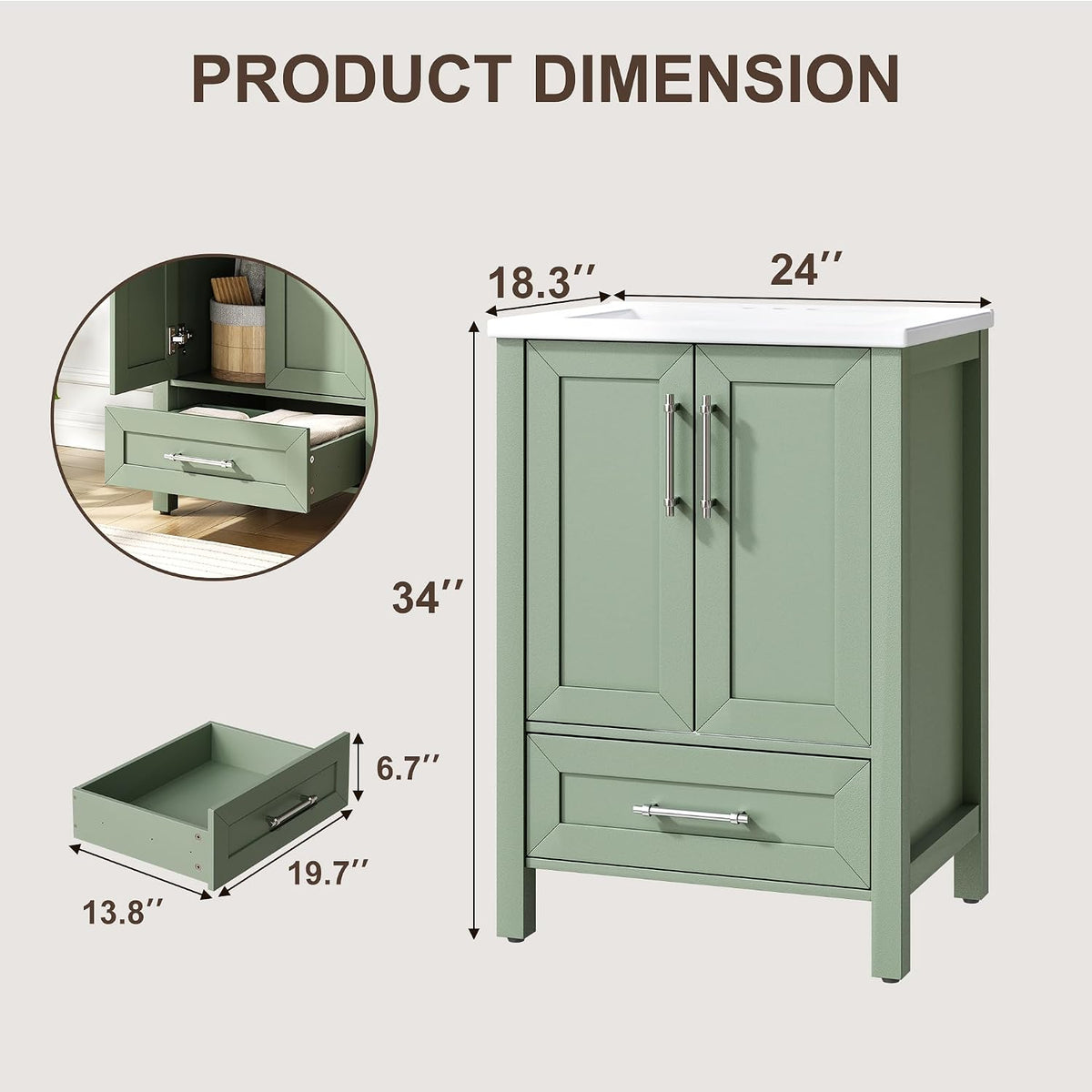 Corinne 24 Inch Bathroom Vanity with Sink