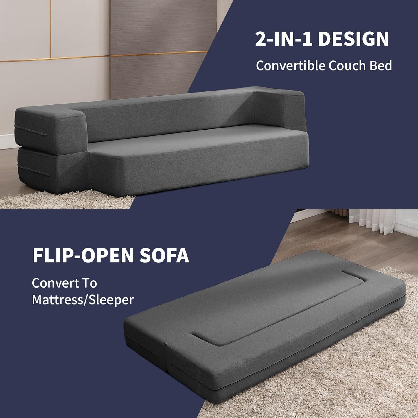 Modern Straight Queen Convertible Futon Sofa Bed