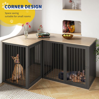 Beard Double Dog Crate Furniture For 2 Dogs