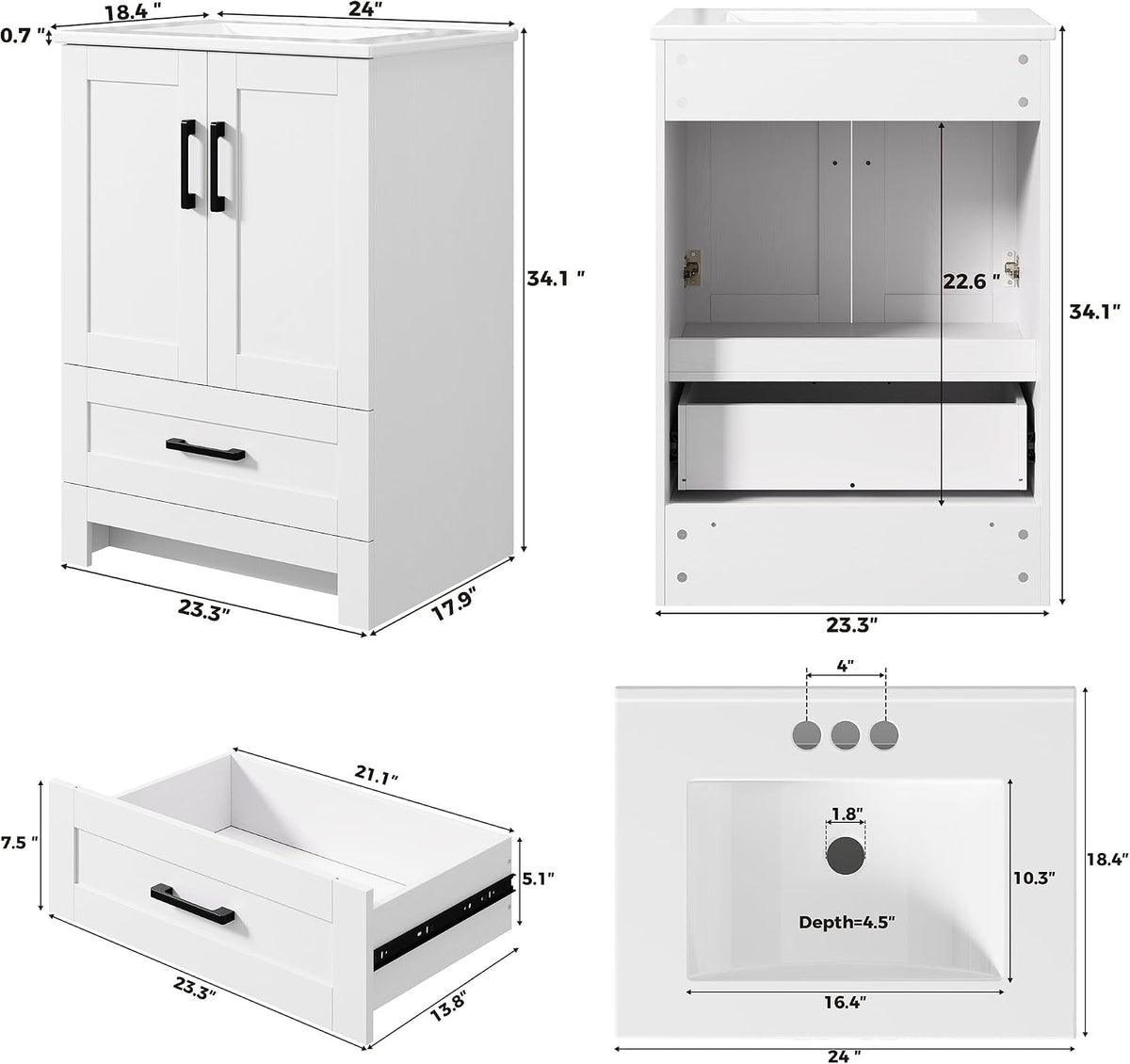 Talia 24" Bathroom Vanity with Ceramic Sink