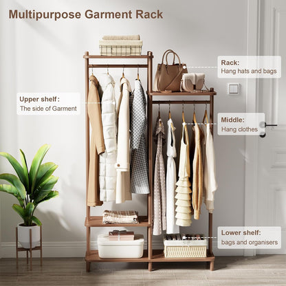 39" Heavy Duty Wood Wardrobe Clothes Rack