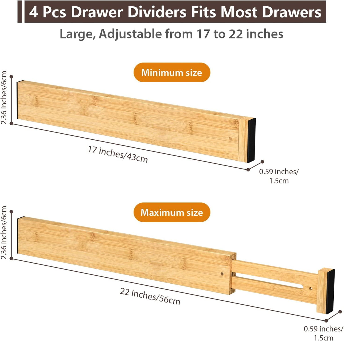 Gigi Bamboo Drawer Dividers (4-Pack)