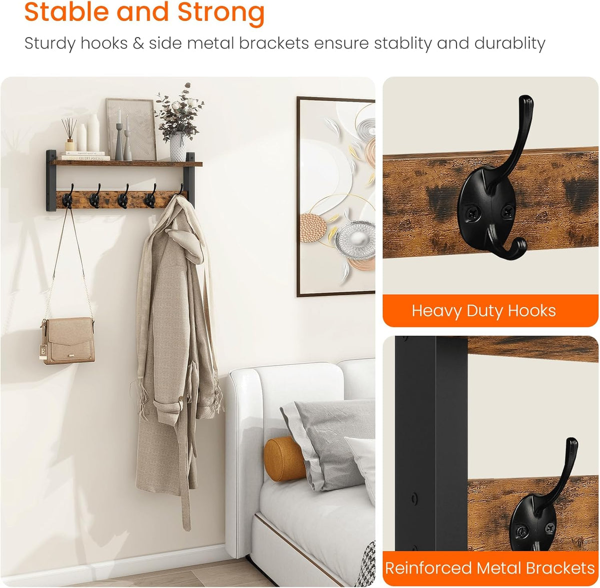 Rosie Wall Coat Rack with Shelf 5-Hook