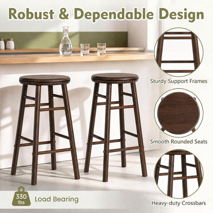Henrietta 24" Swivel Counter Stools Set of 2 (Walnut Wood)