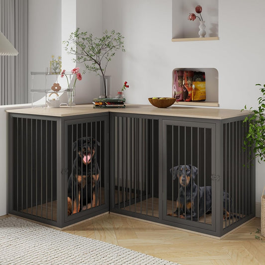 Beard Double Dog Crate Furniture For 2 Dogs