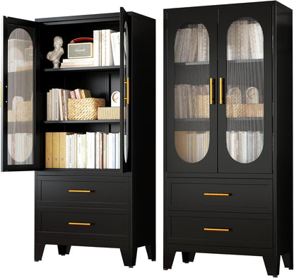 Tess Black Cabinet With Glass