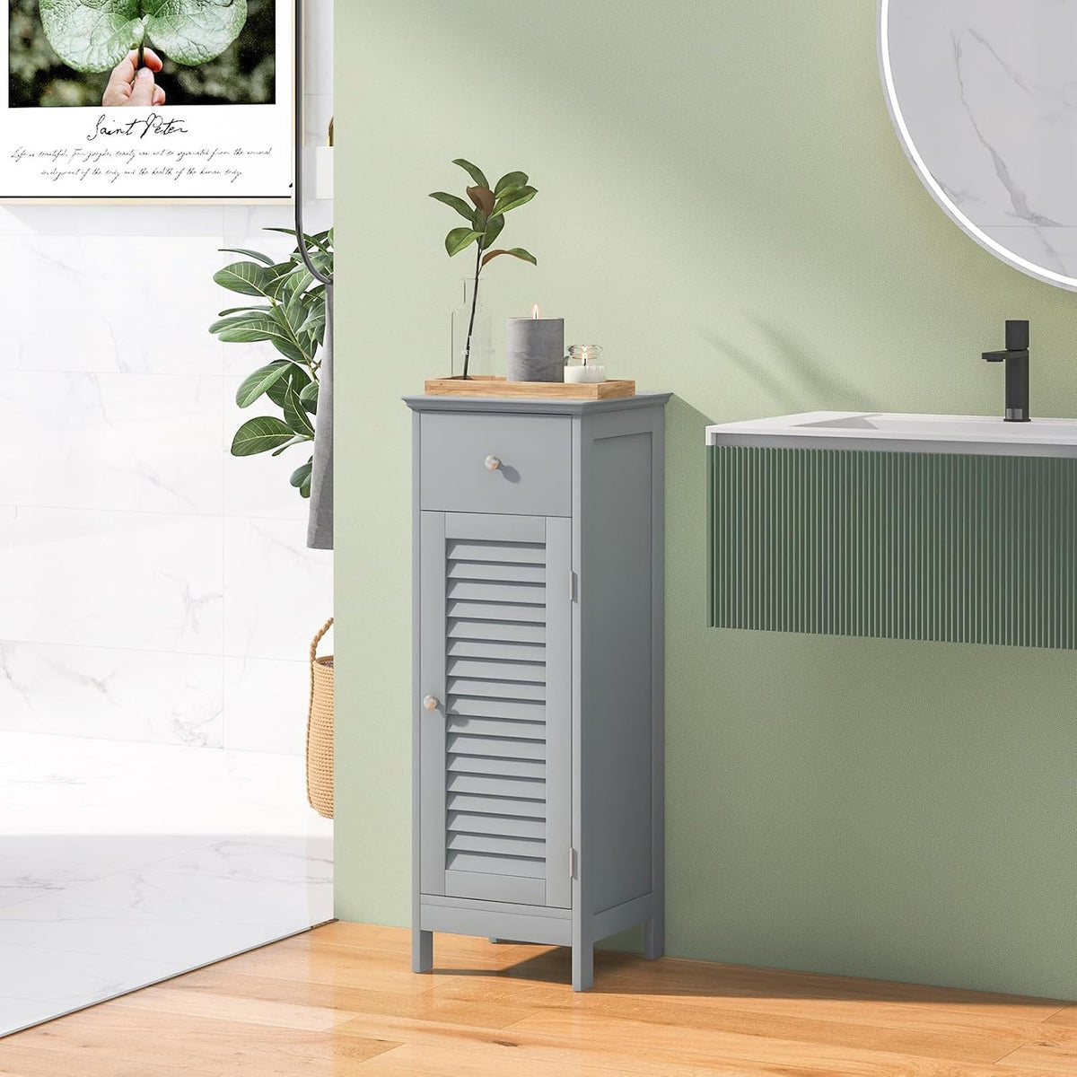 Talulah Slim Bathroom Floor Cabinet with Drawer
