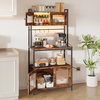 Remy 5-Tier Bakers Rack with Cabinet & Power Outlet