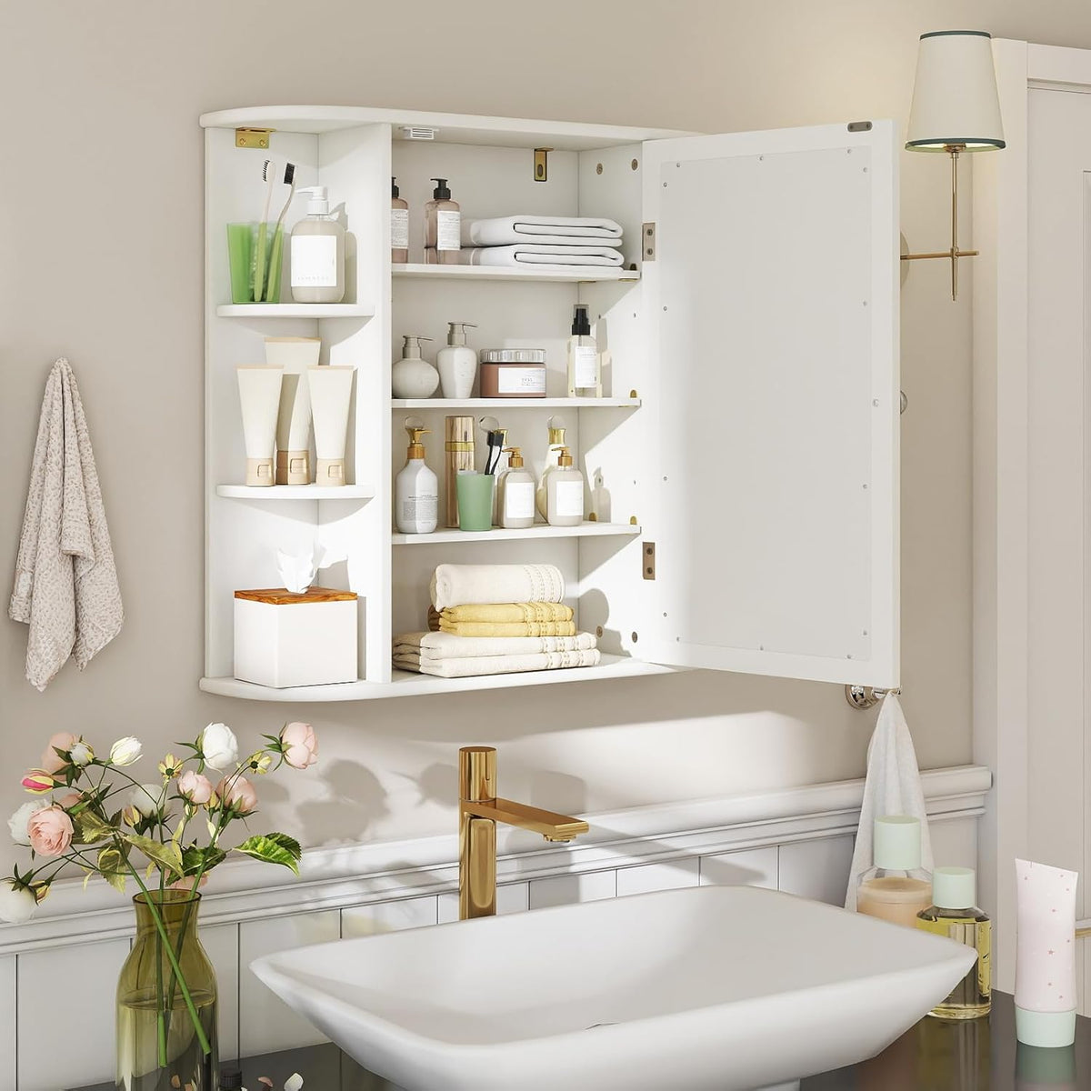 Mina Mirrored Medicine Cabinet with Side Shelves
