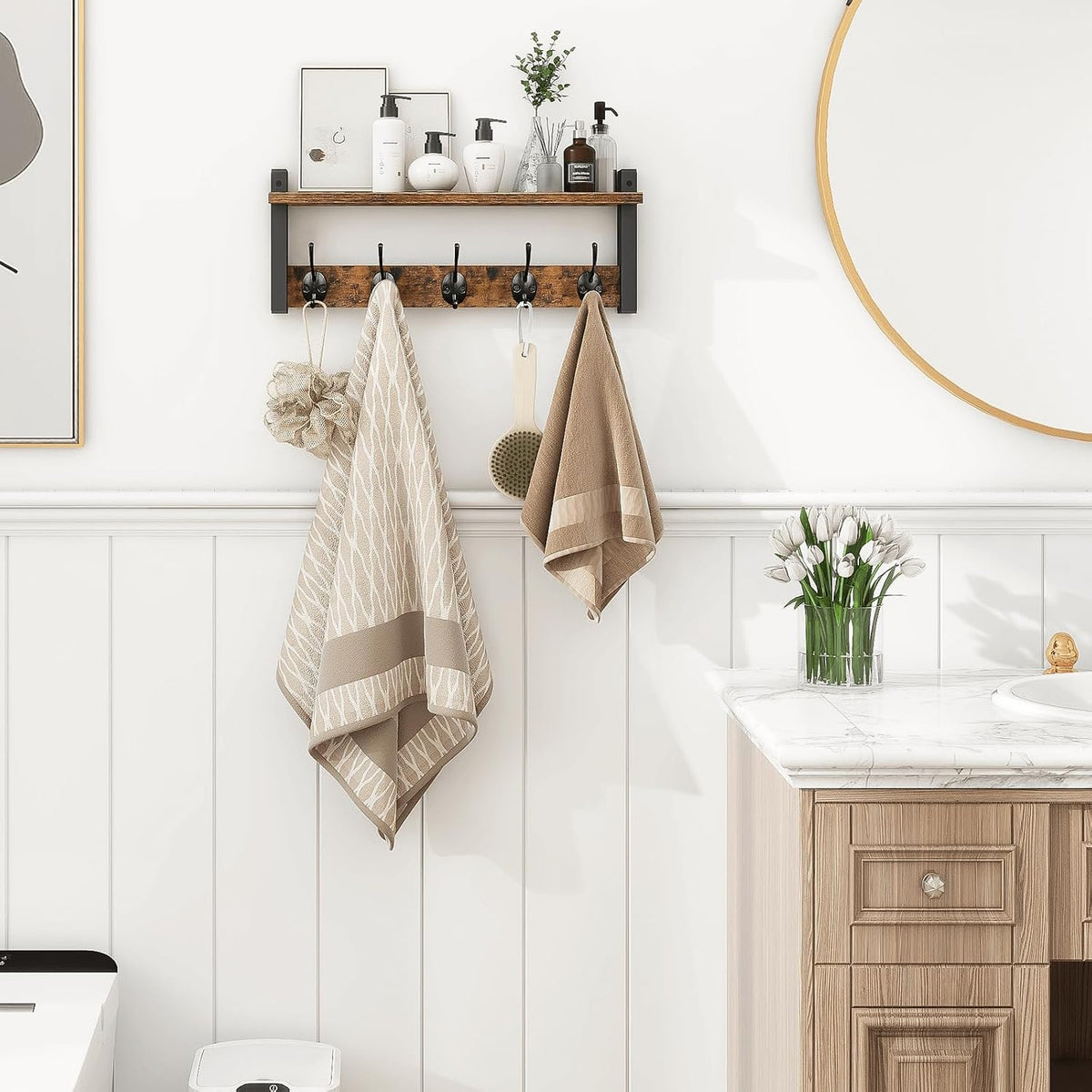 Rosie Wall Coat Rack with Shelf 5-Hook