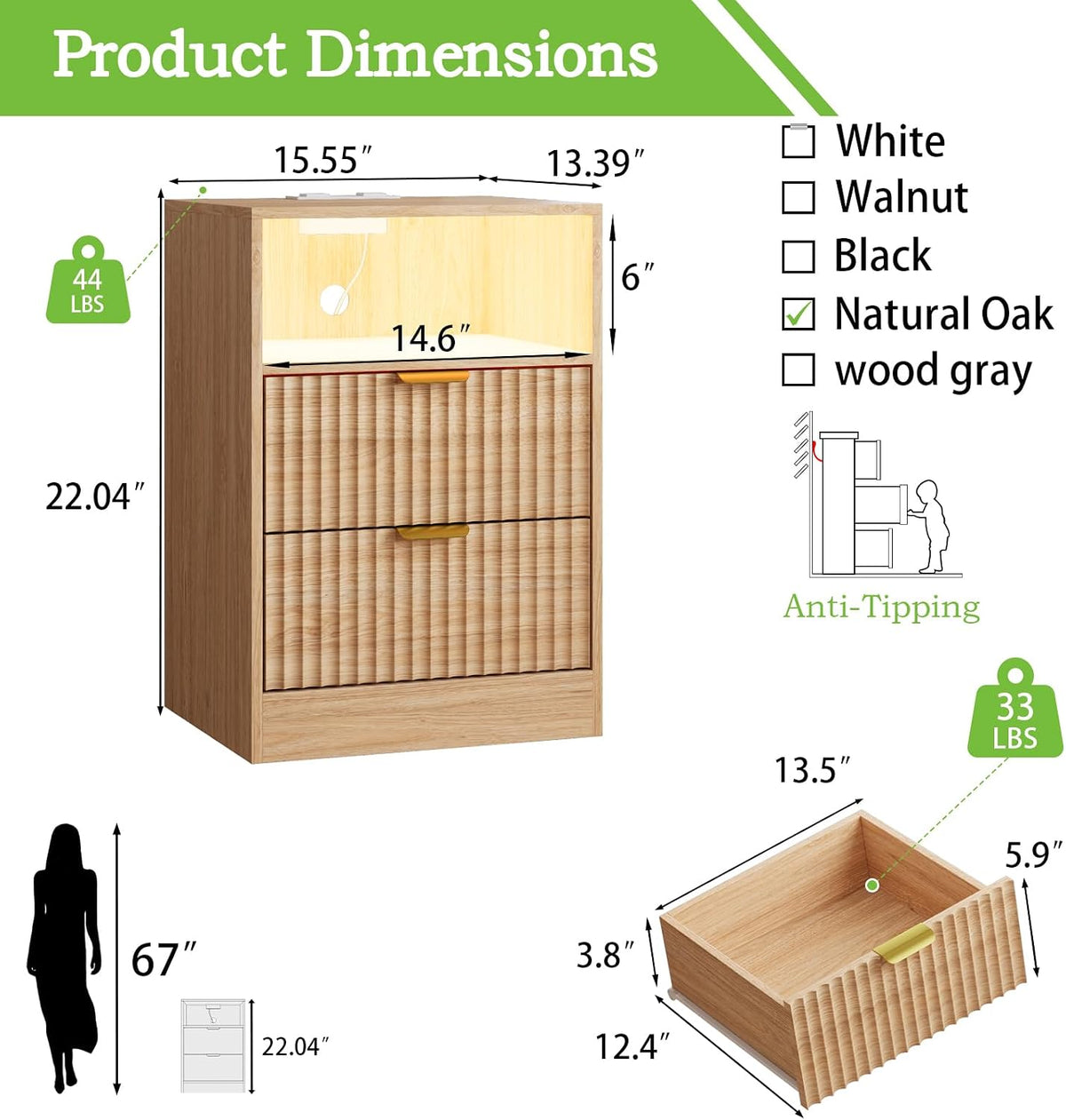 Lisette nightstand set of 2 – view 2