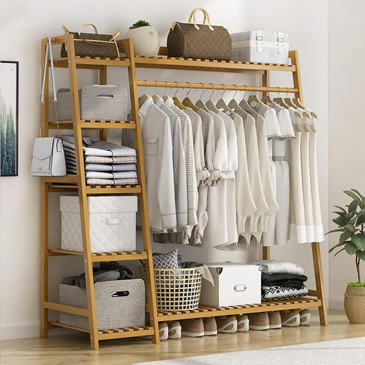 Large Duty Wood Wardrobe Clothes Rack