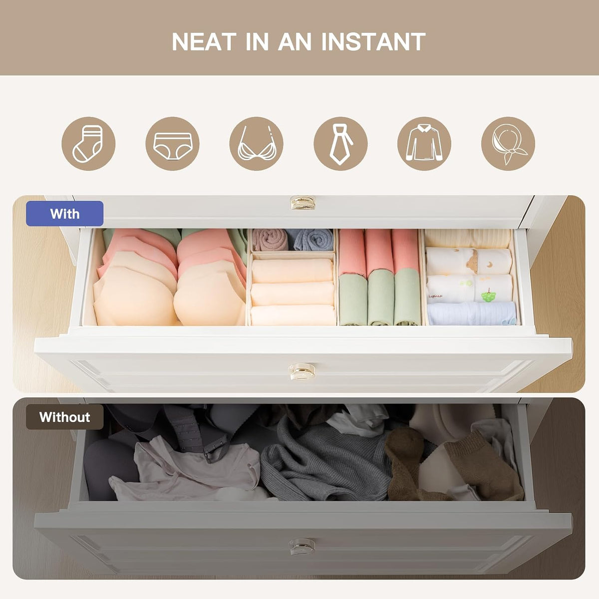 Clara 10-Pack Foldable Drawer Organizers