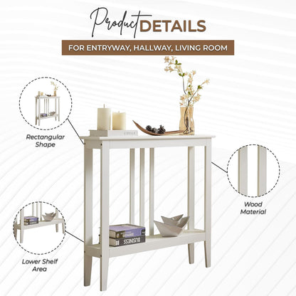 Kinsley Ultra Slim 7 Inch White Entryway Table
