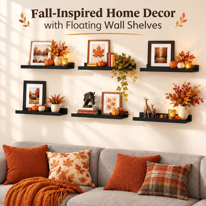 Delphine Floating Shelves Black 6-Pack 15.7in