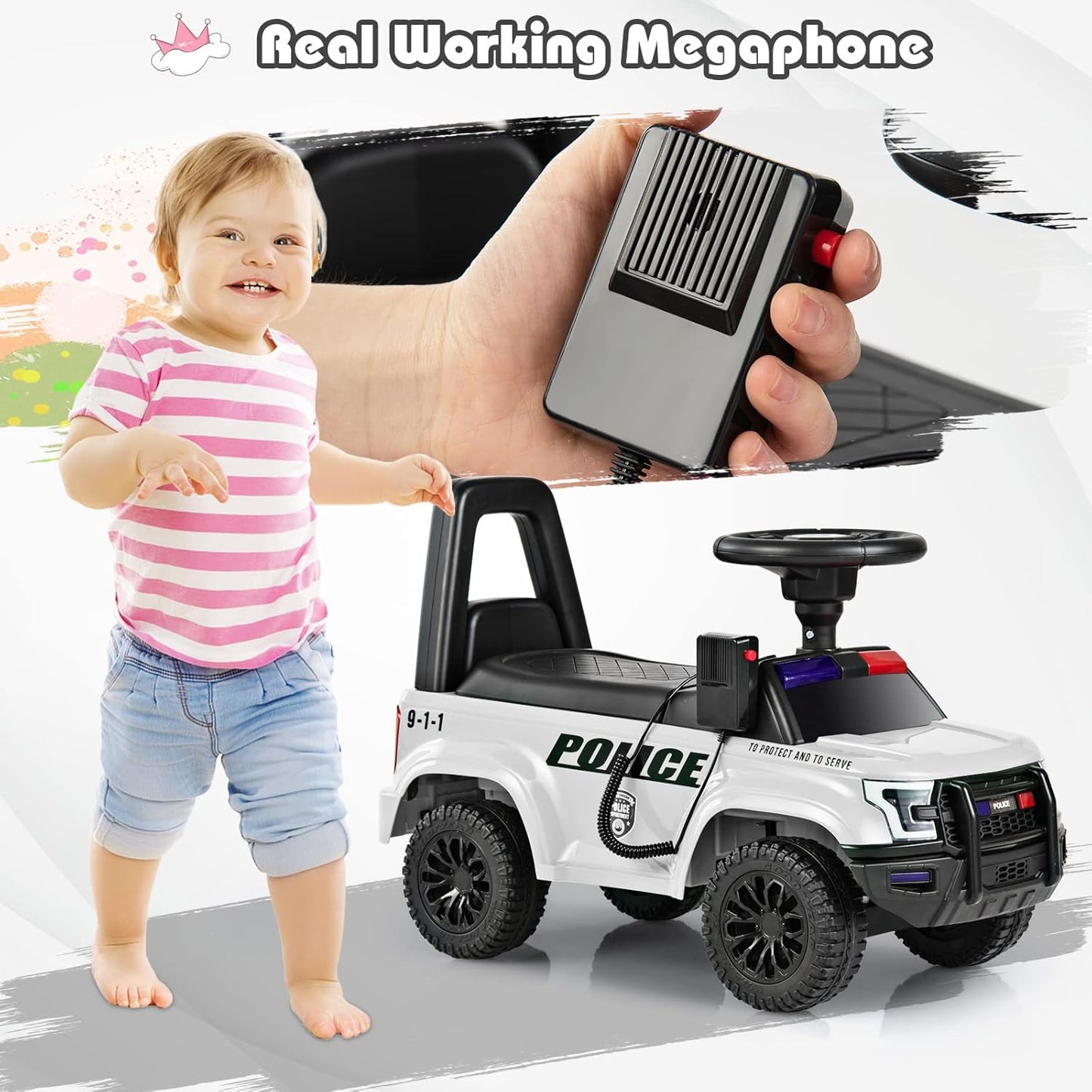 6V Kids Ride-On Police Car - Canva Home