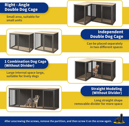 Beard Double Dog Crate Furniture For 2 Dogs