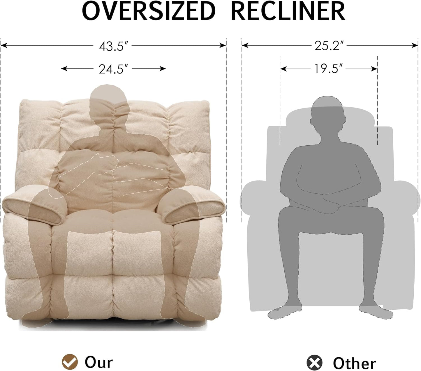 Nolan Oversized Wide Recliner Chair