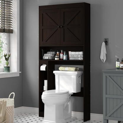 Hadley Farmhouse Over the Toilet Cabinet with Barn Doors