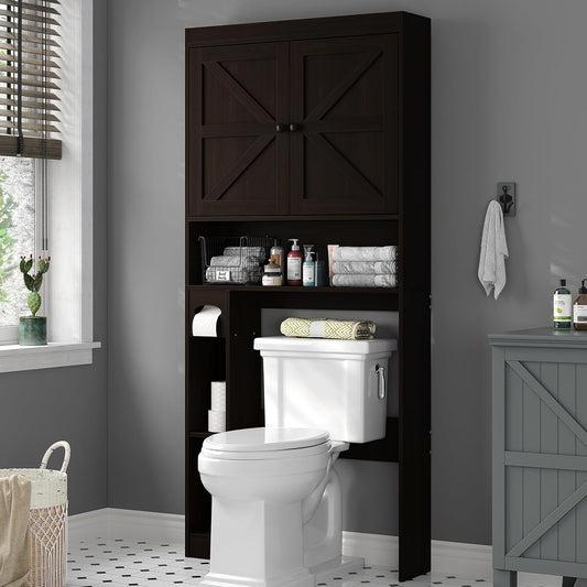 Hadley Farmhouse Over the Toilet Cabinet with Barn Doors