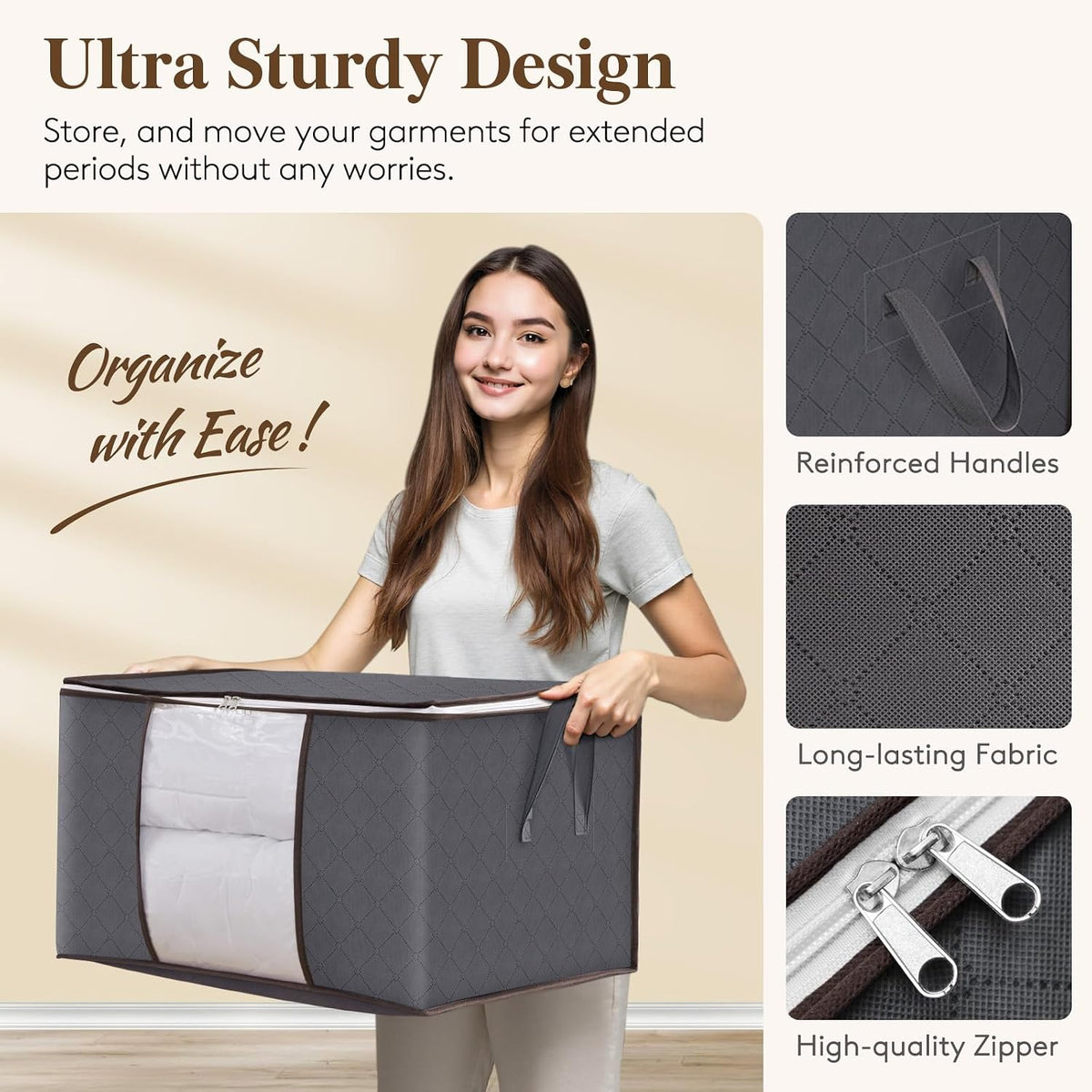 Margo 6-Pack Clothes Storage Bins with Lids 60L