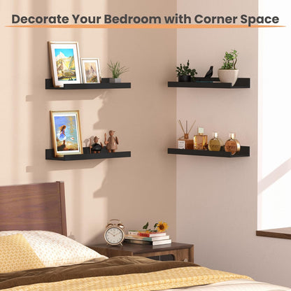 Delphine Floating Shelves Black 6-Pack 15.7in