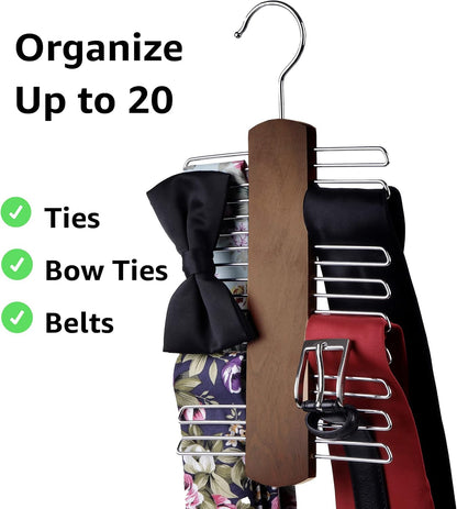 Hazel Walnut Tie and Belt Hanger 20-Hook