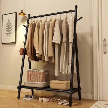 39" Heavy Duty Wood Wardrobe Clothes Rack