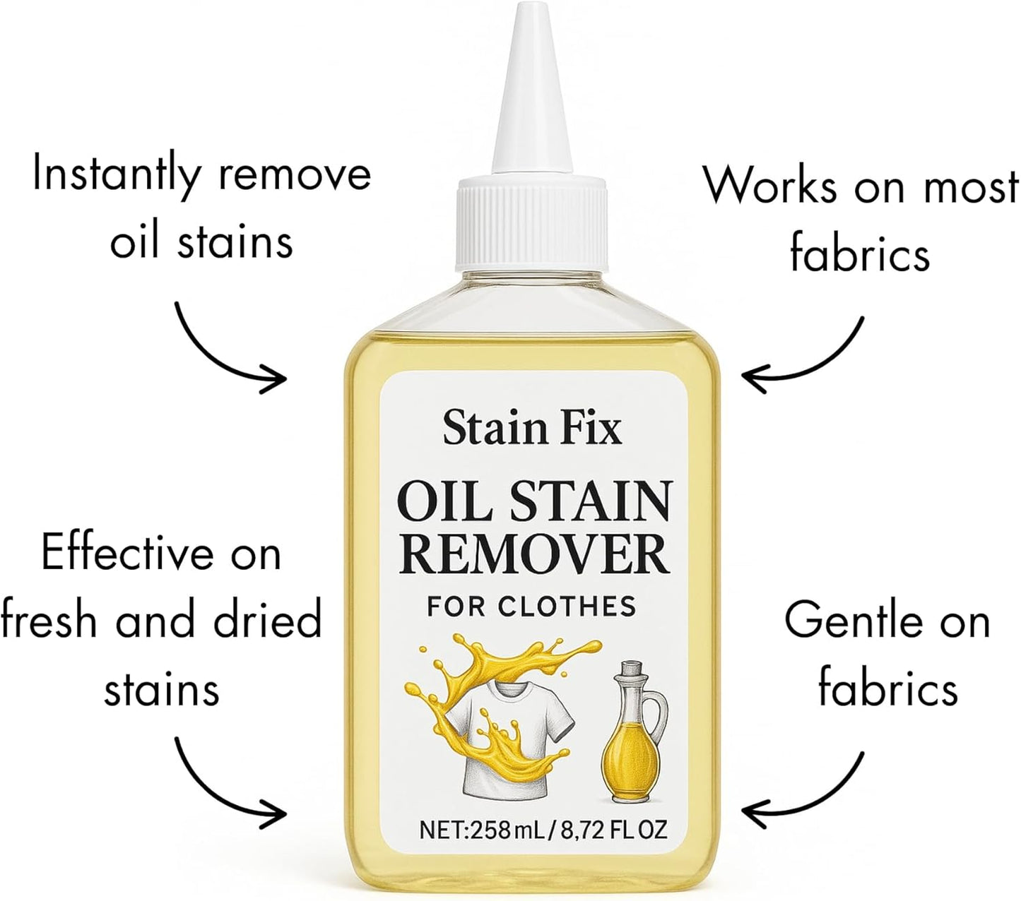 Instant Oil & Grease Stain Remover For Clothes (8.72oz)
