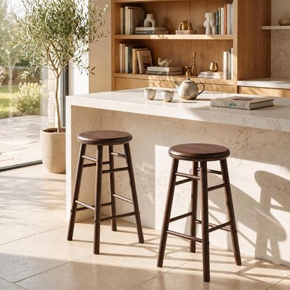 Henrietta 24" Swivel Counter Stools Set of 2 (Walnut Wood)
