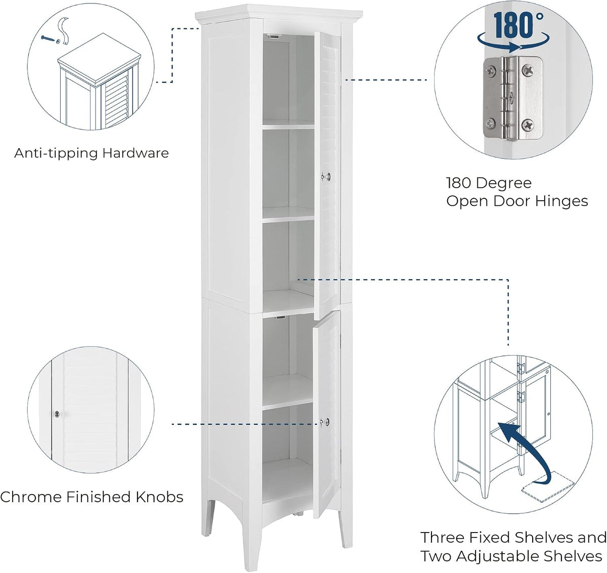 Glenna Freestanding Linen Cabinet with 2 Doors