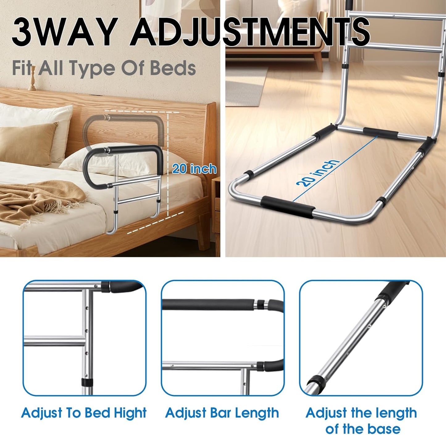 Elderly Safety Bed Rail (Extendable Handle)