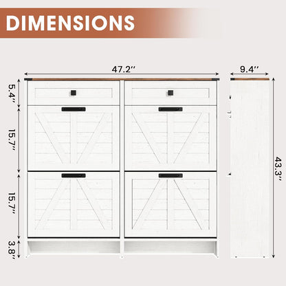 Esme Slim Shoe Cabinet with 4 Flip Drawers
