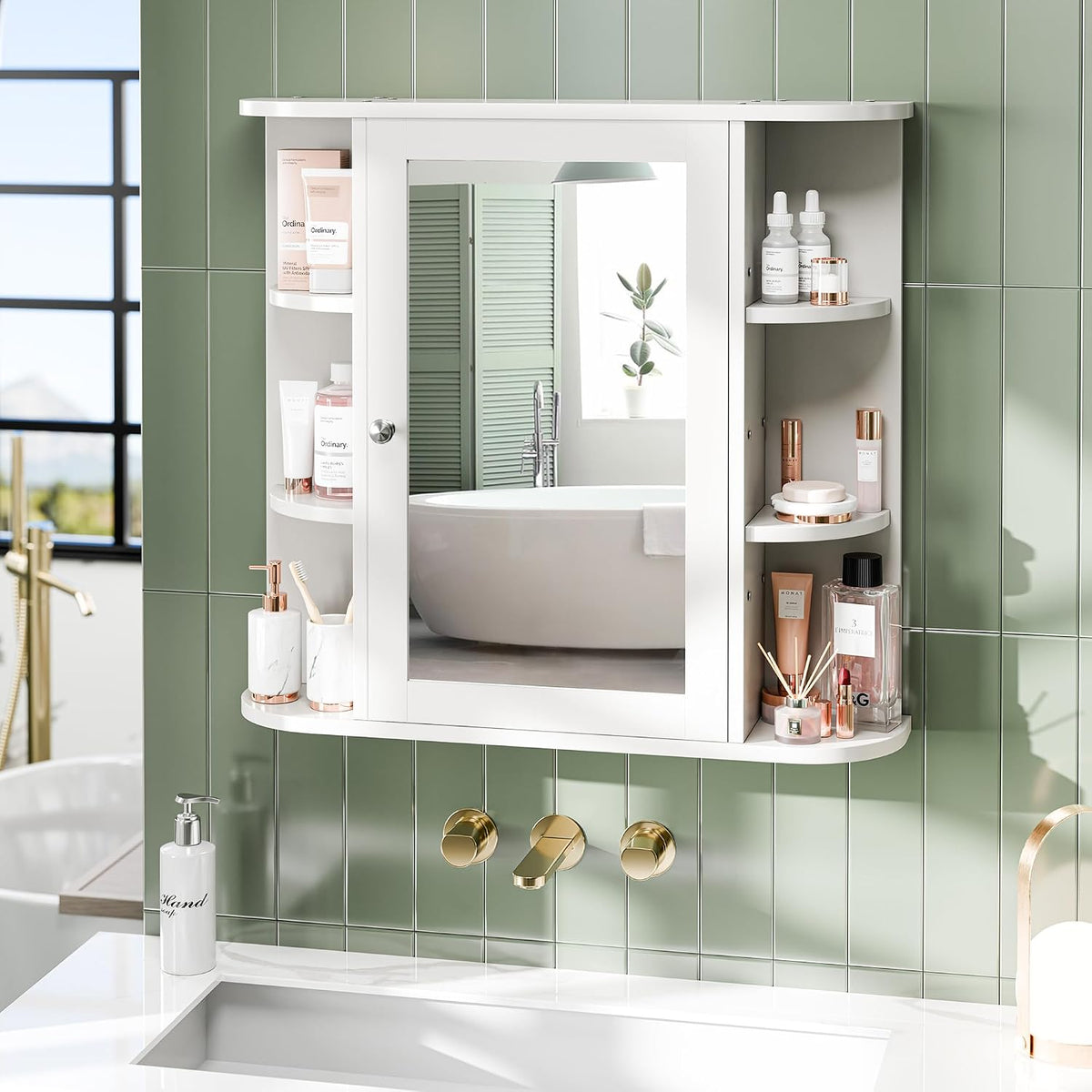 Leni White Mirrored Wall Cabinet