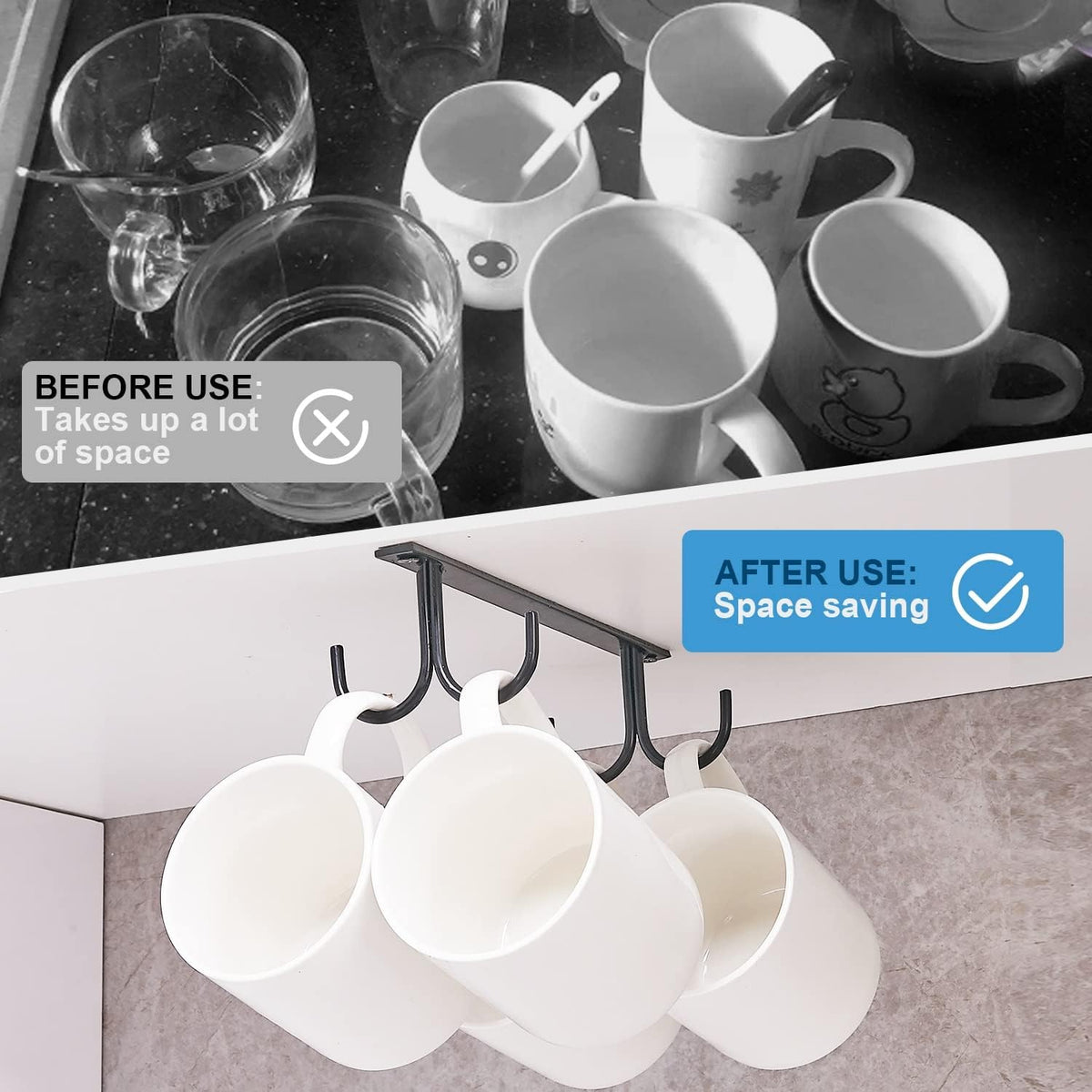 Sable FOMANSH Under-Cabinet Mug Rack (12 Hooks)