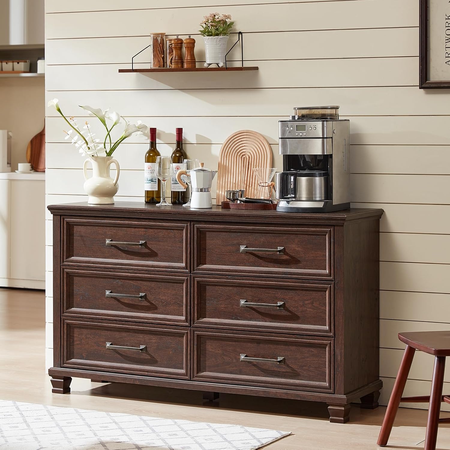 Farmhouse Dresser and Nightstand Sets of 3 Piece with 6 Drawer Dresser - Canva Home