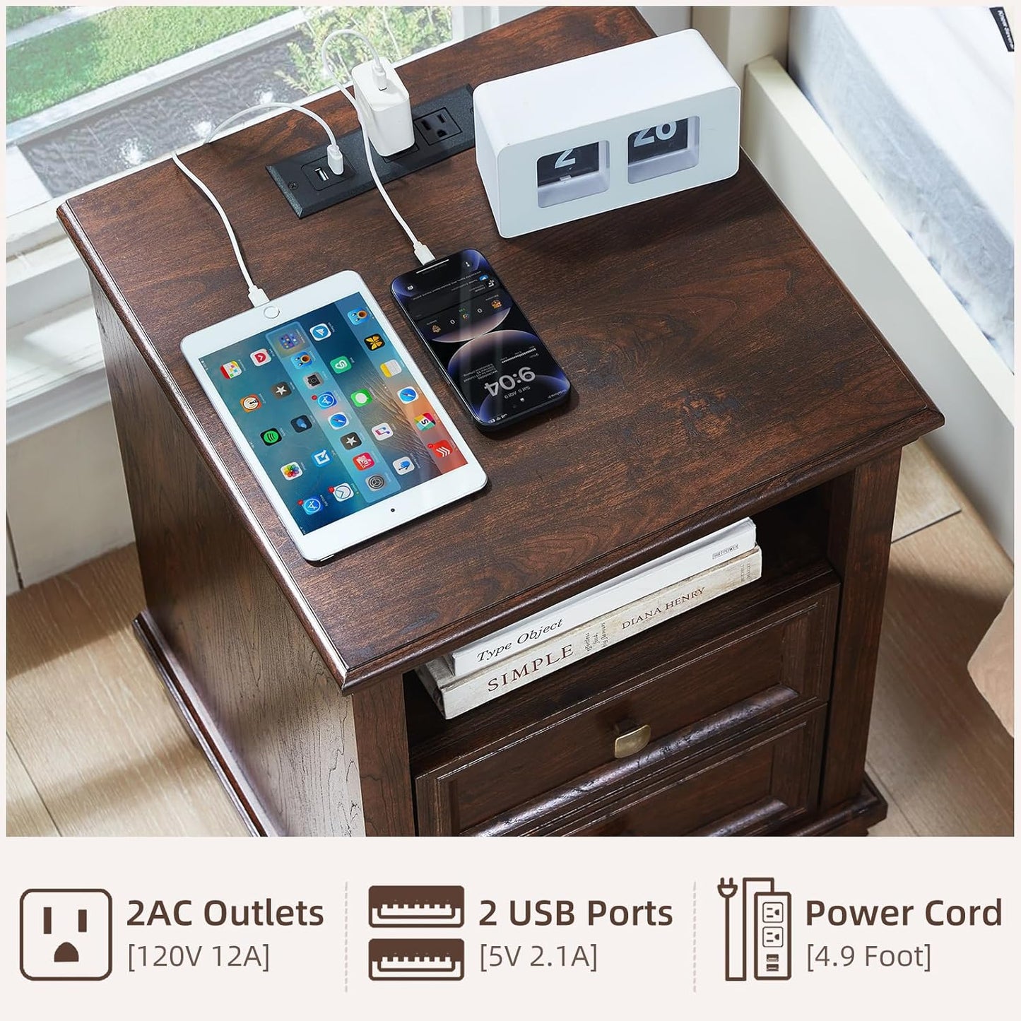 Farmhouse Dresser and Nightstand Sets of 3 Piece with 6 Drawer Dresser - Canva Home