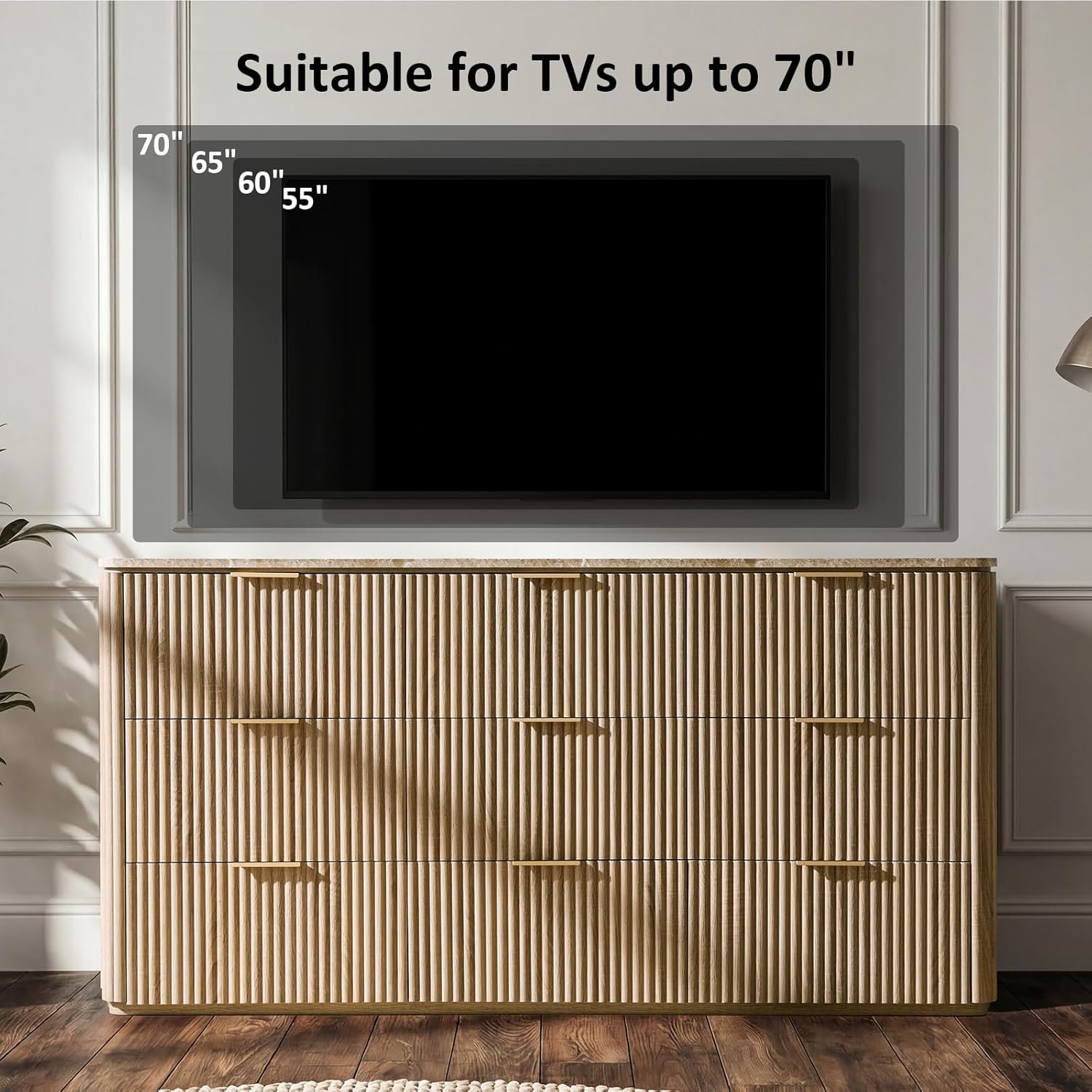 9 Drawers Fluted Dresser with Faux Marble Top - Canva Home