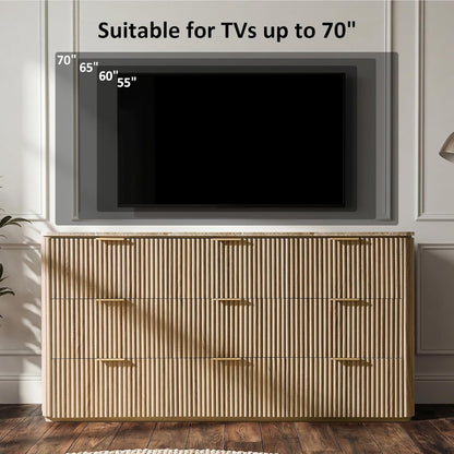 9 Drawers Fluted Dresser with Faux Marble Top - Canva Home
