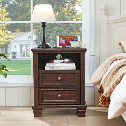 Farmhouse Dresser and Nightstand Sets of 3 Piece with 6 Drawer Dresser - Canva Home