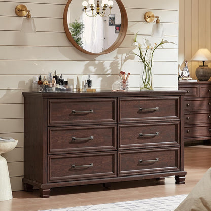 Farmhouse Dresser and Nightstand Sets of 3 Piece with 6 Drawer Dresser - Canva Home