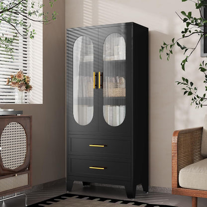 Tess Black Cabinet With Glass