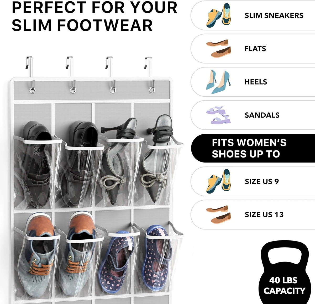 Gwen 24-Pocket Over-Door Shoe Organizer