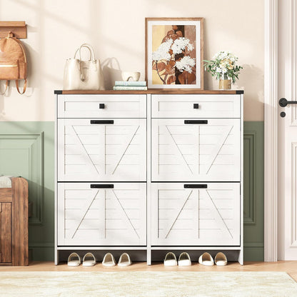 Esme Slim Shoe Cabinet with 4 Flip Drawers