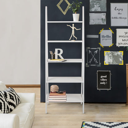 Cassidy Solid Wood 5 Shelf Ladder Bookcase