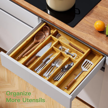 Ava Bamboo Expandable Silverware Drawer Organizer